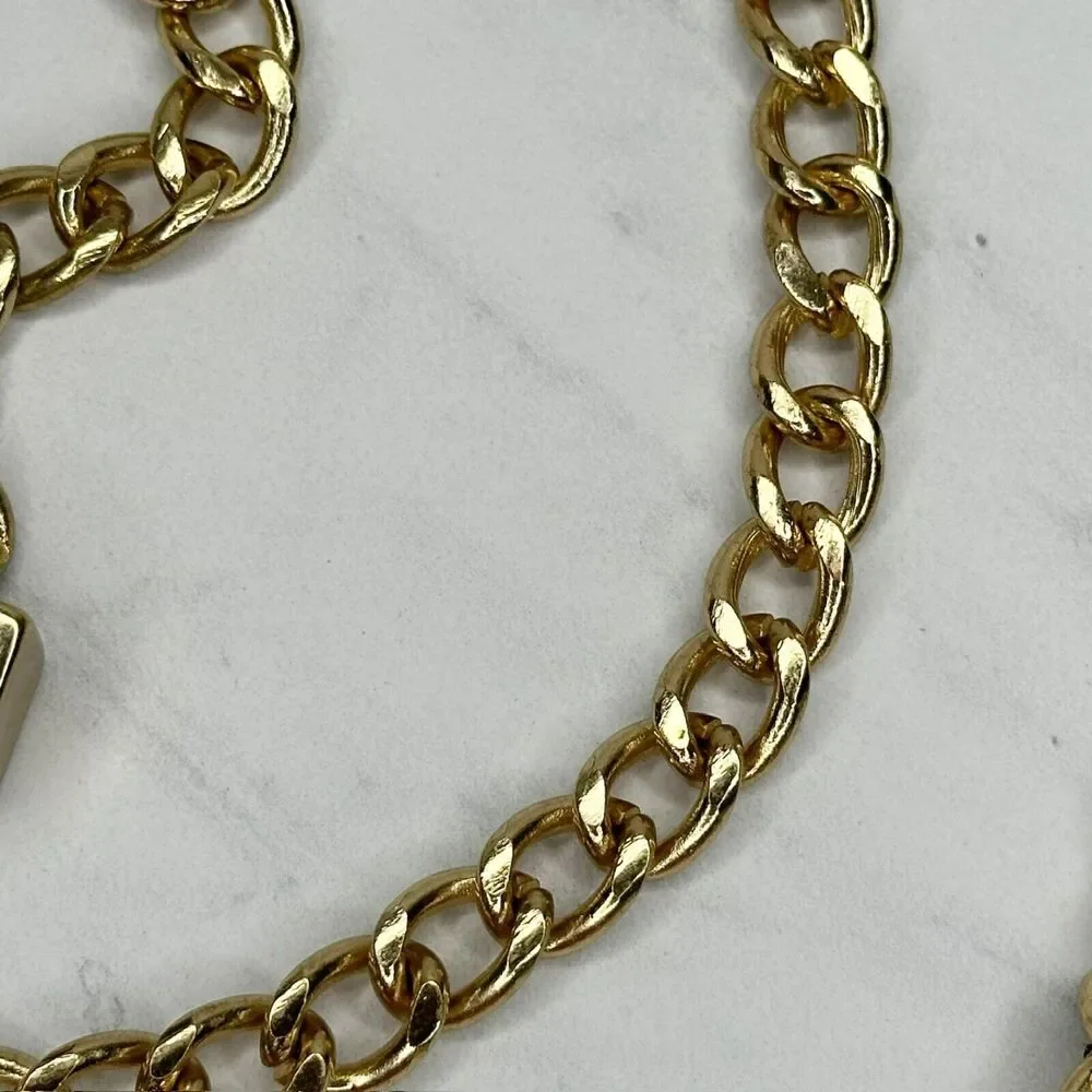 Cream Woven Gold Tone Metal Chain Link Belt One Size ✨
